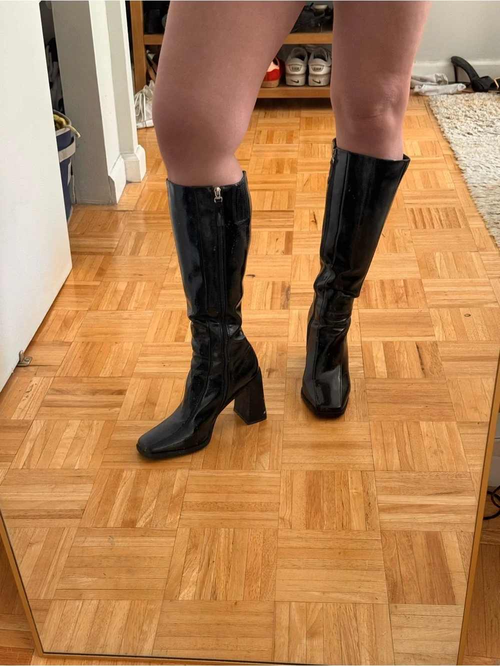 Princess Polly Glossy Knee-High Patent Boots - Black - Picture 2 of 2